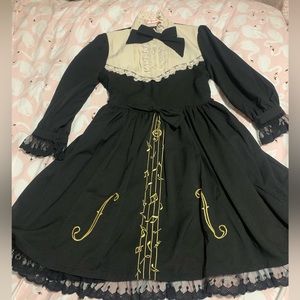 Lolita style black music theme dress